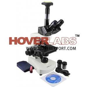 ag亚博集团Hoverlabs高级专业研究三眼显微镜，具有半计划Achromat目标，40x-1500x Mag。，LED Illum。